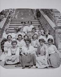 Henrietta Gladys Goodwin sits among her fellow students at St. Vincent's School, Petaluma, California, photographed between 1906 and 1910