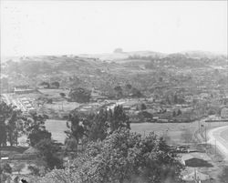 Panoramic view of Petaluma, California, about 1950, looking westerly from a hill south of town