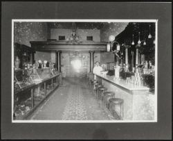 Unidentified soda fountain and candy store in Petaluma, California