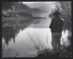 Man fishing along the banks of the Russian River