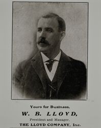 Portrait of W. B. Lloyd, Petaluma, California, between 1900 and 1910, as shown in the Lloyd Company catalog for 1912