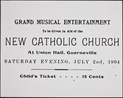 Promotional card announcing musical entertainment at Union Hall, Guerneville, California, 1904