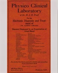 Advertisement for Dr. M. J. H. Woolf's Physico Clinical Laboratory, from the 1922-1923 California State Farmers Directory for Sonoma County