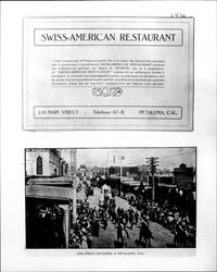 Advertisement for Swiss American Restaurant with text in Italian