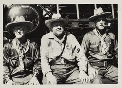 Fair trio on Farmers' Day at the Sonoma County Fair, Santa Rosa, California, 1937