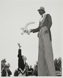 DeGarro the Stilt Man at the Sonoma County Fair Carnival, Santa Rosa, California, 1975