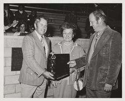 Ray and Clorinda Gambonini Accept Award at the Sonoma County Fair, Santa Rosa, California, 1973