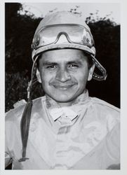 Portrait of jockey Jimmy Miranda at the Sonoma County Fair Racetrack, Santa Rosa, California