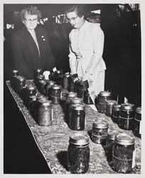 Preserves display at the home economics exhibit at the Sonoma County Fair, Santa Rosa, California, July 1957