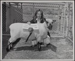 Sonoma-Marin Fair exhibitor Starla Nahmans with FFA champion sheep, Petaluma, California