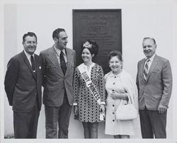 Dairy Princess Vickie Mulos and fair officials at the Sonoma County Fair, Santa Rosa, California