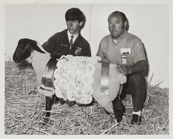 Gary Bartee and his Grand Champion Suffolk sheep at the Sonoma County Fair, Santa Rosa, California, 1971