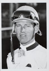 Portrait of jockey Ronnie Warren at the Sonoma County Fair Racetrack, Santa Rosa, California