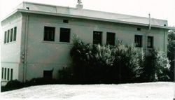 Sebastopol Carnegie library, located at 7140 Bodega Highway, corner of Bodega and North High Street, north view