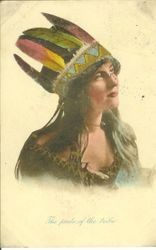 Greeting card with picture of woman in American Indian dress and head dress, postmarked Sebastopol, California, October 10, 1913