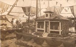 1910 Gravenstein Apple Show display of unidentified building with "Forestville" over doorway