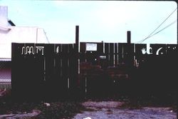 Back alley of Green Fingers store on North Main Street Sebastopol, California, 1977