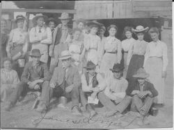 T. J. Janes sorting and packing crew gathered for a photograph outside his dryer in Graton in 1907