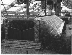 Gravenstein Apple Show display of the "Gateway to Mother Goose Land" sponsored by the Sebastopol Post No. 39 American Legion, about 1920's