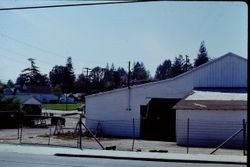 Rear of Columbo Lumber Company on South Main Street at Palm Avenue and Petaluma Avenue in Sebastopol, California, April 1978