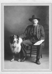 John Saunders, City Clerk of Sebastopol and his Collie dog, Gyp