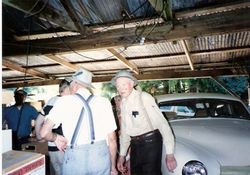 Ralph Sturgeon and Jim Henningson at Sturgeon's Mill at the time of filming "Sturgeon's sawmill--history and steam in the California redwoods," 2001