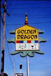 Golden Dragon restaurant sign in Sebastopol, California