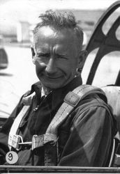 August Sam Huck, Sr. at the controls of a PT26 at Knight's Landing in Vallejo in the 1950s