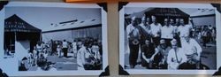 People standing in front of a circus tent main entrance for a Sebastopol Lions Club "circus" event, 1960s (Sebastopol Lions Club scrapbook photo)