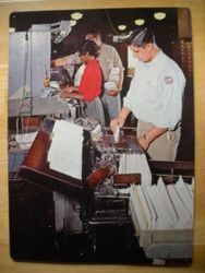 Canceling Stamps photo poster used as school teaching guide from the Society for Visual Education, 1965