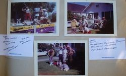 Four Sebastopol Lions Club scrapbook photos of their float for an Apple Blossom parade, 1960s