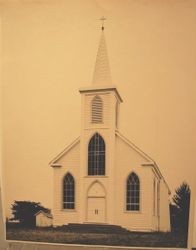 Front view of St. Teresa's Church in the town of Bodega