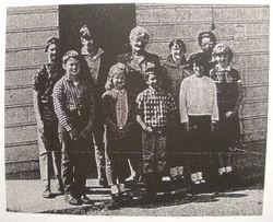 Students and teacher (middle) of Watson School, Bodega, California, 1967