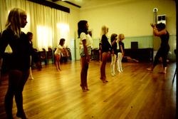 Dance class in Sebastopol, California, 1970