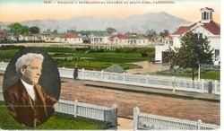 Burbank's Experimental Grounds at Santa Rosa with oval insert of Luther Burbank in lower left corner, about 1915