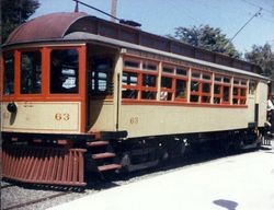 Restored P&SR car No. 63 at Rio Vista Junction