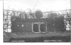 1911 Gravenstein Apple Show display which appears to be a replica of the entrance building/facade to the show