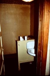 Interior of the P&SR depot (and former Clarmark Flower shop) at 261 South Main Street just prior to the restoration of the depot as the West County Museum, October 1990
