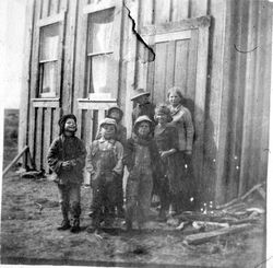 Unidentified group of children, about 1918, at Bodega Bay, California