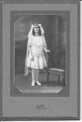 Unidentified girl in confirmation dress, about 1920