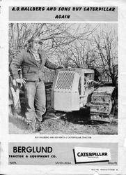 Bob Hallberg and his new D-2 Caterpillar tractor, March 1956