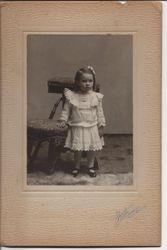 Portrait of Ethel M. Sharp in 1910 at age three years, 3 months old