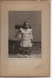 Portrait of Ethel M. Sharp in 1910 at age three years, 3 months old