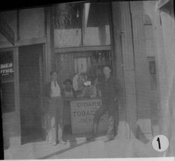 Joe Borba Cigar and Tobacco shop, located approximately at 112 North Main Street, Sebastopol, 1910s