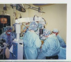 Surgery in process at Palm Drive Hospital in September 1985