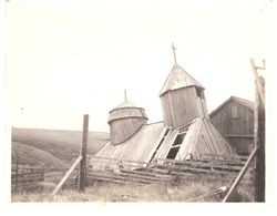 Chapel at Ft. Ross, about 1915, showing effects of 1906 San Francisco earthquake