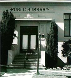 Front view of the Sebastopol Carnegie library at 7140 Bodega Highway, corner of Bodega and N. High Street