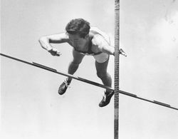 Analy High School Tigers track, 1960s--B team pole vaulter Phil Ito