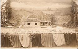 1910 Gravenstein Apple Show display of Graton P&SR (Petaluma and Santa Rosa) depot made of whole and dried apples