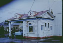 Gas station at corner of South Main and Willow Street at 300 South Main Street in Sebastopol, California, 1970